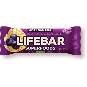 LifeFood Lifebar Superfoods tyčinka açai s banánem BIO RAW 47 g