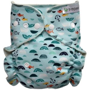 T-TOMI Pant Diaper Changing Set Snaps pratelná kalhotková plena s vkládací plenou Green Sea 3 - 15 kg 1 ks