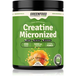 GreenFood Nutrition Performance Creatine Micronized podpora sportovního výkonu příchuť Juicy Tangerine 420 g