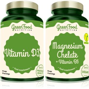 GreenFood Nutrition Magnesium Chelate with Vitamin B6 + Vitamin D3 sada (pro podporu imunitního systému)