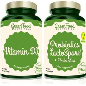 GreenFood Nutrition Probiotics Lactospore® with Prebiotics + Vitamin D3 sada (pro podporu zažívání)