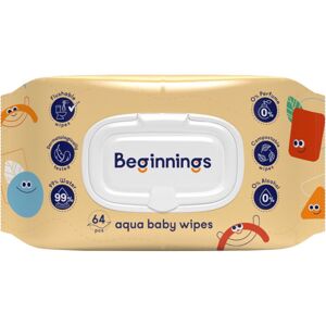 Beginnings Aqua Baby Wipes vlhčené ubrousky pro děti 64 ks