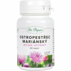 Dr. Popov Ostropestřec mariánský bylina + extrakt doplněk stravy pro podporu detoxikace jater 60 ks