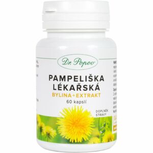 Dr. Popov Pampeliška lékařská bylina + extrakt doplněk stravy pro podporu trávení 60 ks