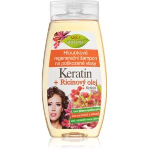 Bione Cosmetics Keratin + Ricinový olej hloubkově regenerační šampon na vlasy 260 ml