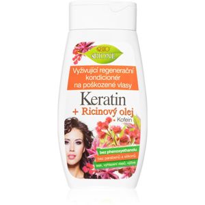 Bione Cosmetics Keratin + Ricinový olej regenerační kondicionér pro slabé a poškozené vlasy 260 ml