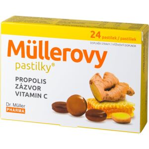 Dr. Müller Müllerovy pastilky® propolis, zázvor a vitamin C doplněk stravy pro podporu normílních funkcí dýchací soustavy 24 ks