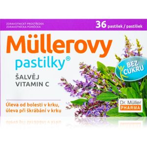 Dr. Müller Müllerovy pastilky® šalvěj, vitamin C bez cukru zdravotnický prostředek se sladidly pro podporu zdraví dýchacích cest 36 ks