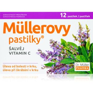 Dr. Müller Müllerovy pastilky® šalvěj a vitamin C zdravotnický prostředek pro podporu zdraví dýchací soustavy 12 ks