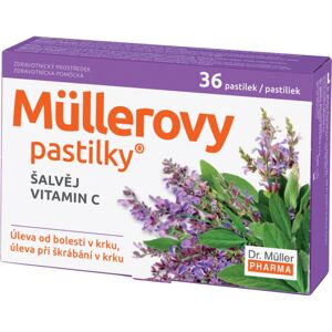 Dr. Müller Müllerovy pastilky® šalvěj a vitamin C zdravotnický prostředek pro podporu zdraví dýchací soustavy 36 ks