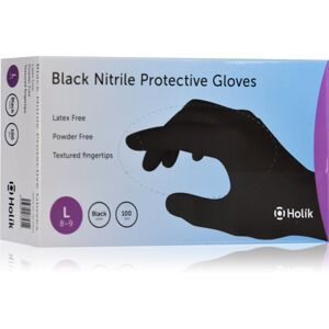 Holík Nitril Black nitrilové nepudrované ochranné rukavice velikost L 100 ks