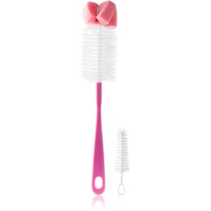 BabyOno Take Care Brush for Bottles and Teats with Mini Brush & Sponge Tip kartáč na čištění Pink 2 ks