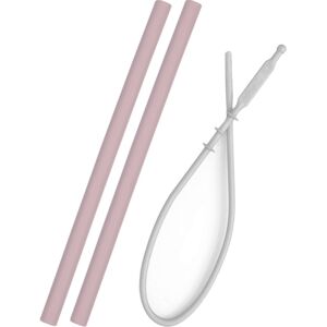 Minikoioi Straw With cleaning brush silikonové brčko s kartáčkem Pink 2 ks
