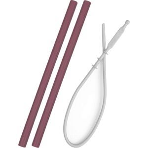 Minikoioi Straw with Cleaning Brush silikonové brčko s kartáčkem Rose 2 ks