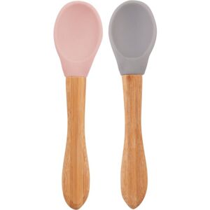 Minikoioi Spoon with Bamboo Handle lžička Pinky Pink/Powder Grey 2 ks