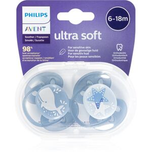 Philips Avent Soother Ultra Soft 6 - 18 m dudlík Boy Whale 2 ks