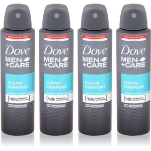 Dove Men+Care Clean Comfort antiperspirant ve spreji 4 x 150 ml (výhodné balení) pro muže