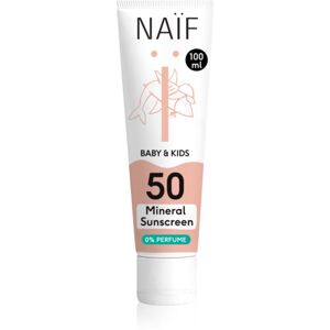 Naif Baby & Kids Mineral Sunscreen SPF 50 0 % Perfume ochranný krém na opalování pro miminka a děti bez parfemace SPF 50 100 ml