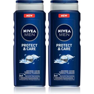 Nivea Men Protect & Care sprchový gel na obličej, tělo a vlasy 2 x 500 ml (výhodné balení)