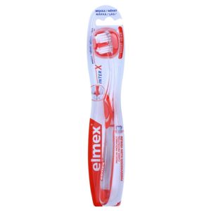 Elmex Caries Protection interX zubní kartáček s krátkou hlavou soft transparent/red/orange