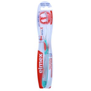 Elmex Caries Protection interX zubní kartáček s krátkou hlavou soft transparent/red/blue
