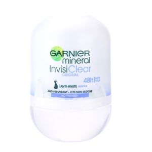 Garnier Mineral Invisi Clear minerální deodorant roll-on proti bílým skvrnám 48h 50 ml