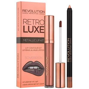 Makeup Revolution Retro Luxe metalická sada na rty odstín Sovereign 5,5 ml