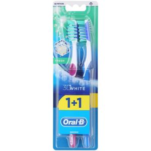 Oral B 3D White Fresh zubní kartáčky medium 2 ks Violet & Blue 2 ks